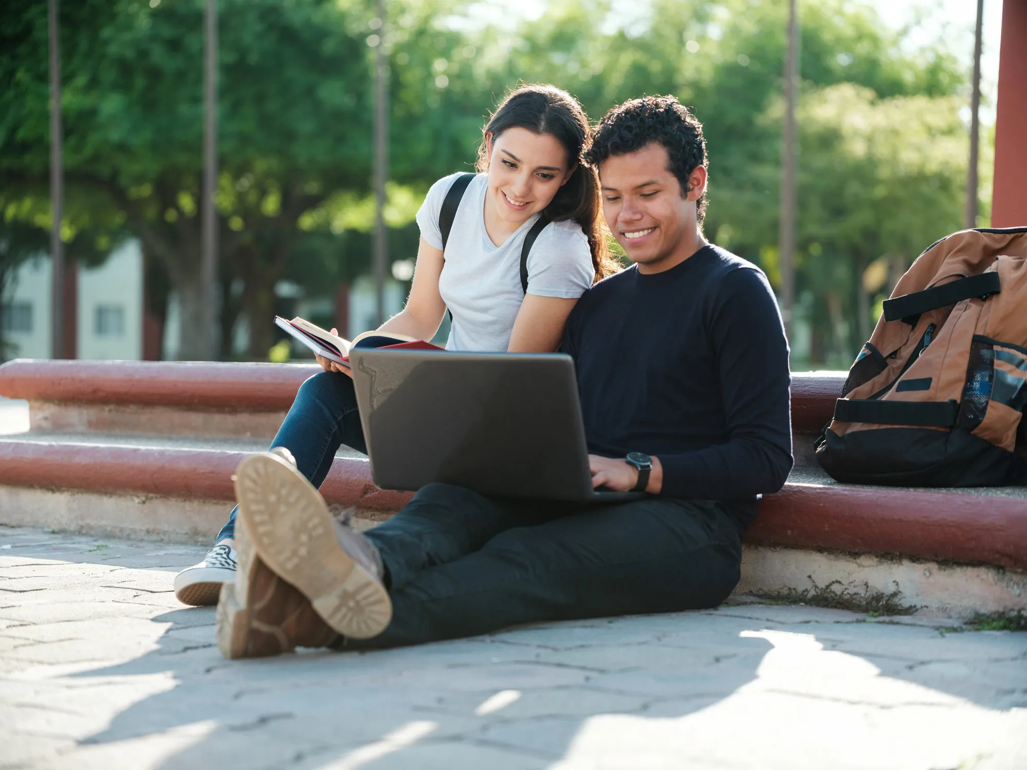 Students studying outdoors